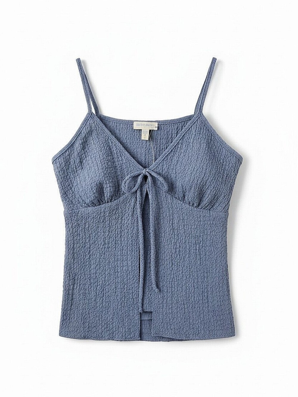 NWT! See You Monday Smocked Tie-Open Front Cami Tank Top - Blue